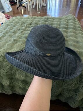 Scala Wide-Brim 💯 Paper Sun Hat - Black